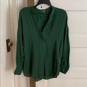 Vince Dark Green 100% Silk Shirt